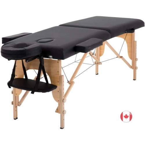 Lit de table de massage portatif de 84 po avec hauteur réglable, socle pour le visage et étui de transport – Noir, Spa pliant et lit salon