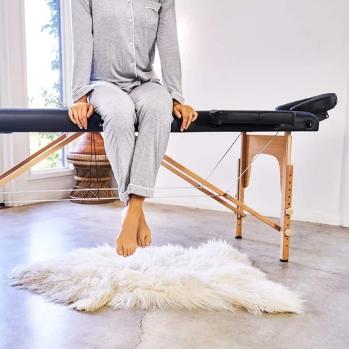 Lit de table de massage portatif de 84 po avec hauteur réglable, socle pour le visage et étui de transport – Noir, Spa pliant et lit salon