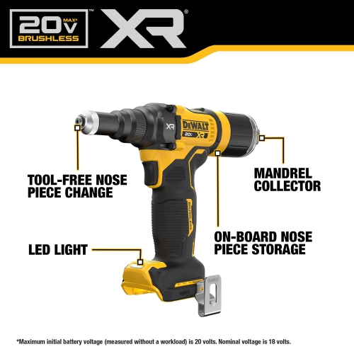 DEWALT 20V MAX* XR Brushless Cordless 3/16" Rivet Tool (DCF403B)