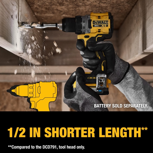 DEWALT 20V MAX* XR® Brushless Cordless 1/2-in Drill/Driver (DCD800B), Yellow