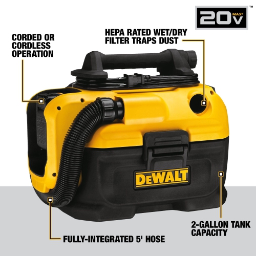 DEWALT 20V MAX Vacuum, Wet/Dry, Tool Only