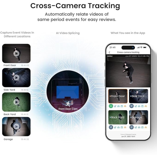 aosu Security Cameras Wireless Outdoor Home System, Real 2K HD Night Vision, No Subscription, 240-Day Battery Life, 166° Wide View, Spotlight & Sound