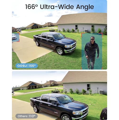 aosu Security Cameras Wireless Outdoor Home System, Real 2K HD Night Vision, No Subscription, 240-Day Battery Life, 166° Wide View, Spotlight & Sound