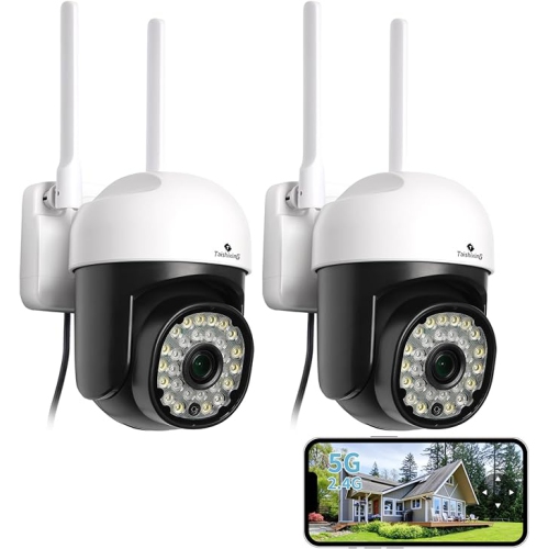 TAISHIXING  2PCs Outdoor Security Cameras, 2.4G/5G Wifi Home Camera, HD Dome Surveillance Camera, Motion Detection Alarm, Two-Way Audio, Full Color