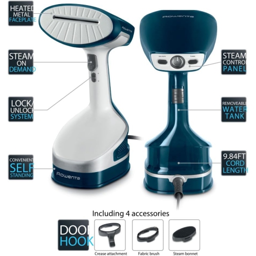 Rowenta X-Cel Handheld Steamer for Clothes 25 Second Heatup, 6.7 Ounce Capacity, Cotton, Wool, Poly, Silk, Linen, Nylon 1600 Watts