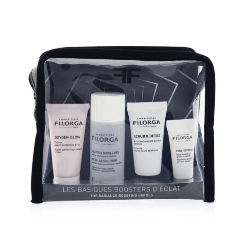 The Radiance Boosting Heroes Set: Oxygen Glow Cream 15ml + Micellar Solution 50ml + Scrub &amp; Detox 15ml + Pore-Extress Primer 7ml 4pcs