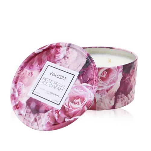 VOLUSPA  2 Wick Tin Candle - Rose Petal Ice Cream 170G/6OZ Best Candles Ever!
