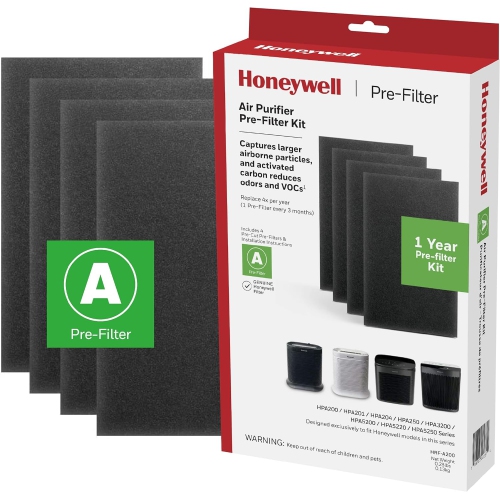 Purificateur d'air True HEPA Insight™ HPA5250BC de Honeywell + préfiltre pour purificateur d'air HRF-A200 de Honeywell (paquet de 4)