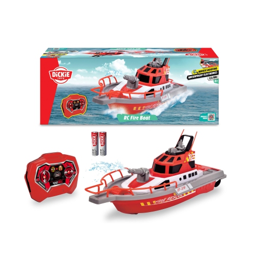 DICKIE TOYS  - 15" Rc Rescue Boat With Working Water Pump In Red
