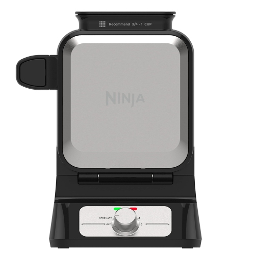 NINJA  Bw1001 Neverstick Pro Belgian Waffle Maker, Vertical Design, 5 Shade Settings & Silver In Black