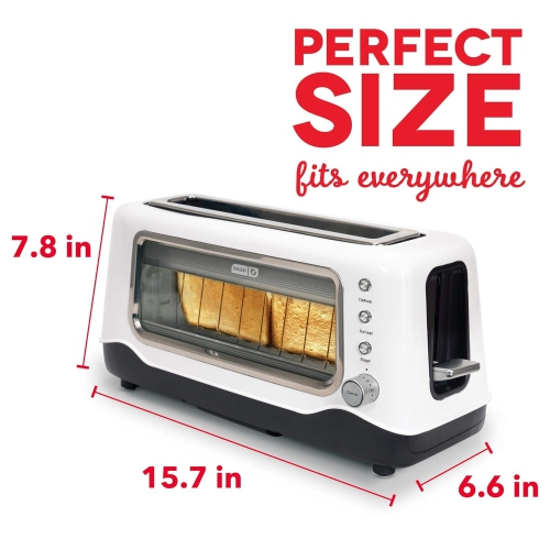 DASH Clear View Toaster: Extra Wide Slot Toaster with See Through Window - Defrost, Reheat + Auto Shut Off Feature