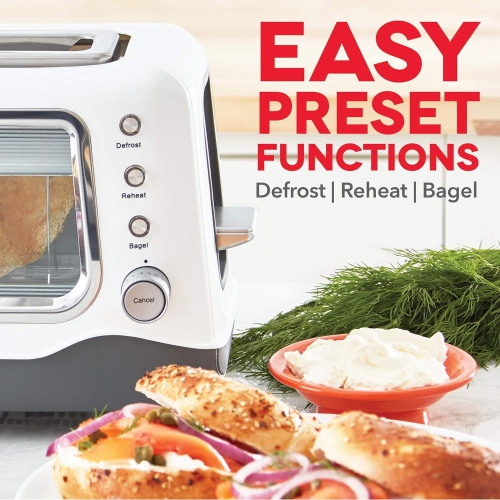 DASH Clear View Toaster: Extra Wide Slot Toaster with See Through Window - Defrost, Reheat + Auto Shut Off Feature