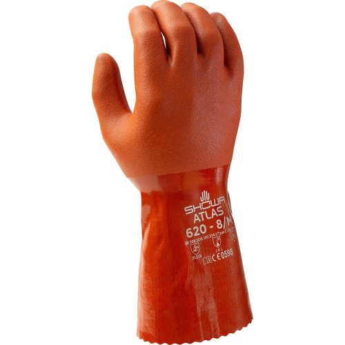 SHOWA  Atlas 620 Double-Dipped Pvc Chemical Resistant Safety Work Glove, 12" Length, X-Large (Pack Of 12 Pairs)