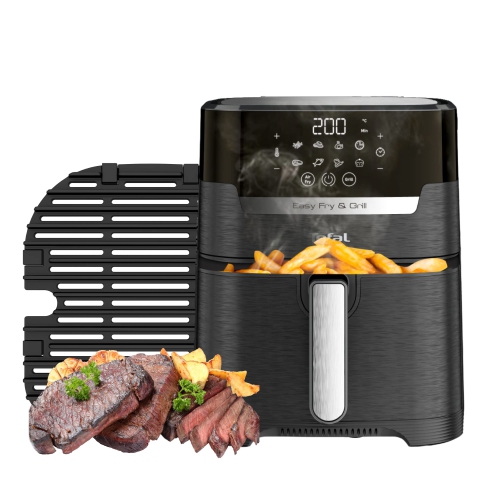 T-Fal Easy Fry Air Fryer & Grill 2 in1 XL Air Fryer, 4.2L Low Oil Healthy Air Fryer, Programmable digital touchscreen