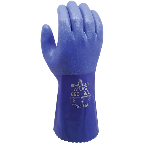 SHOWA  Atlas 660 Triple-Dipped Pvc Coated Safety Work Glove With Cotton Liner, 12" Length, X-Large (Pack Of 12 Pairs)
