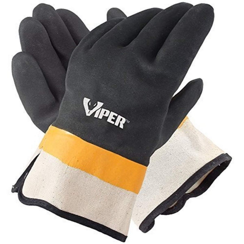 GALETON  12217 Viper Double Coated Pvc Gloves, Safety Cuff, X-Large, Black (Pack Of 12)