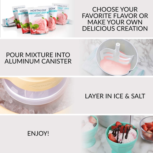 Machine à crème glacée électrique Vintage de Nostalgia, 4 pintes, machine à boissons gazeuses Old Fashioned pour crème glacée, bois clair