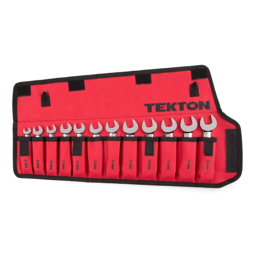TEKTON  Wrn01190 Stubby Combination Wrench Set With Roll-Up Storage Pouch, Metric, 8 MM - 19 Mm, 12-Piece
