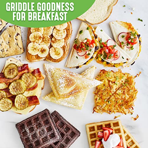 GreenLife Electric Waffle Sandwich Maker, Toaster, Panini Press with Healthy Ceramic Nonstick Plates, Perfect