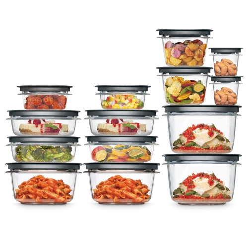 RUBBERMAID  28-Piece Food Storage Containers With Snap Bases for Easy Organization And Lids for Lunch, Clear/grey