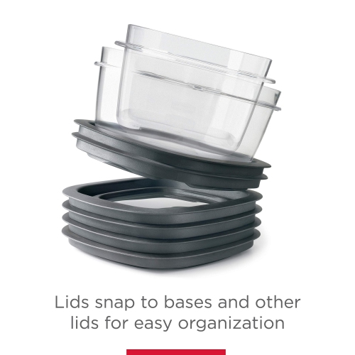 Rubbermaid 28-Piece Food Storage Containers with Snap Bases for Easy Organization and Lids for Lunch, Clear/Grey
