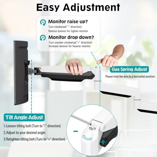 Triple Monitor Mount, 3 Monitor Desk Mount for There Screens up to 32 Inch, Full Motion Gas Spring Triple Monitor Stand, Heavy Duty Monitor Arm Hold