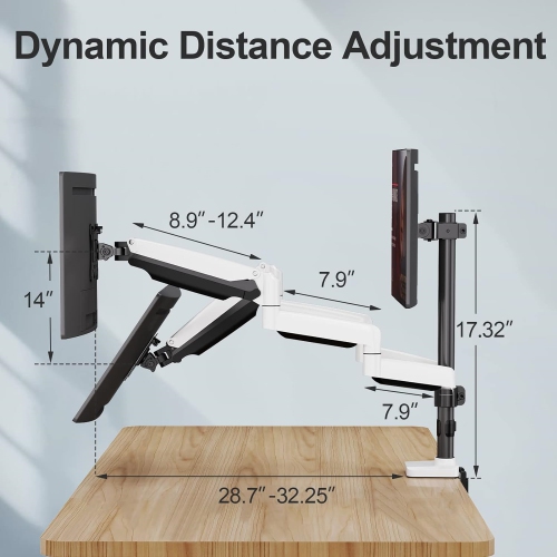 Triple Monitor Mount, 3 Monitor Desk Mount for There Screens up to 32 Inch, Full Motion Gas Spring Triple Monitor Stand, Heavy Duty Monitor Arm Hold