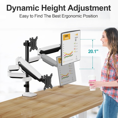 Triple Monitor Mount, 3 Monitor Desk Mount for There Screens up to 32 Inch, Full Motion Gas Spring Triple Monitor Stand, Heavy Duty Monitor Arm Hold