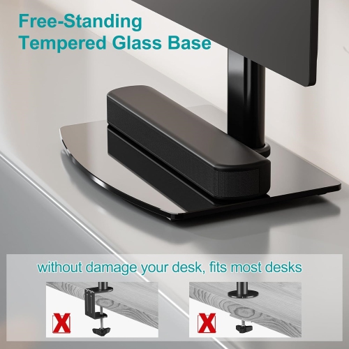 Vertical Dual Monitor Stand for 2 Computer Screen up to 32 Inch, Stacked Monitor Mount, Free-Standing Monitor Desk Stand with Swivel, Tilt, Height