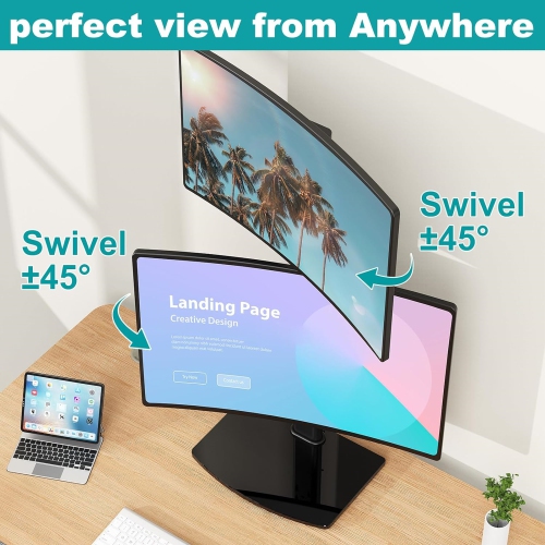 Vertical Dual Monitor Stand for 2 Computer Screen up to 32 Inch, Stacked Monitor Mount, Free-Standing Monitor Desk Stand with Swivel, Tilt, Height