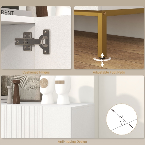 HOMCOM Sideboard Buffet Cabinet, Modern Coffee Bar Cabinet with Adjustable Shelves, Soft-Close Doors and Gold Legs, Kitchen Storage Organizer, White