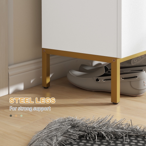 HOMCOM Modern Shoe Cabinet with Soft-Close Doors, 15-20 Pair Footwear Shoe Storage Cabinet with Adjustable Shelves and Metal Legs for Entryway,