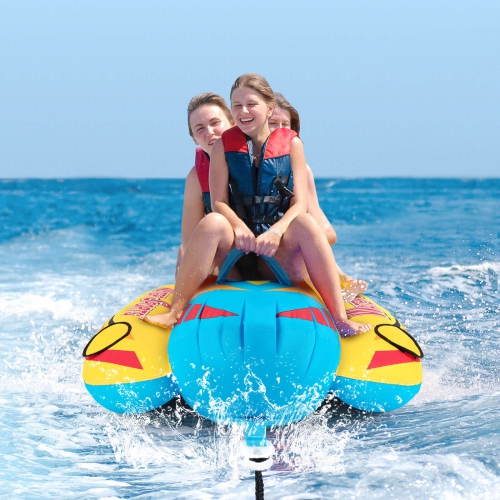Costway 3-Person Inflatable Banana Boat with Boating & Water Sports 3 EVA-padded Seats