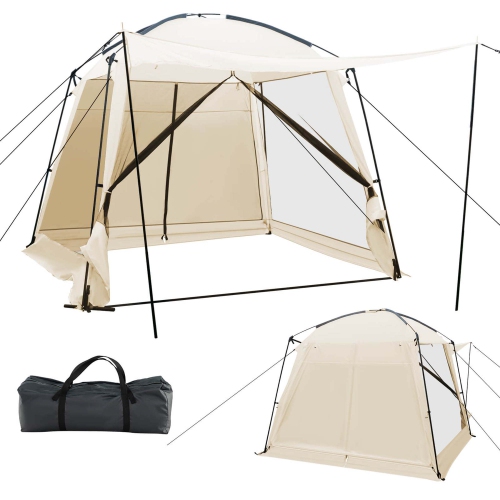 COSTWAY  Screen Dome Camping Tent for 6-8 People With 4-Side Mesh Walls Carrying Bag