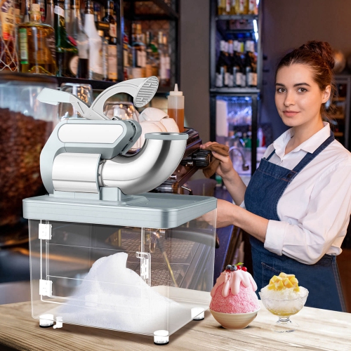 Broyeur à glace commercial 660LBS/H de Costway avec interrupteur marche/arrêt de sécurité à deux lames pour la maison