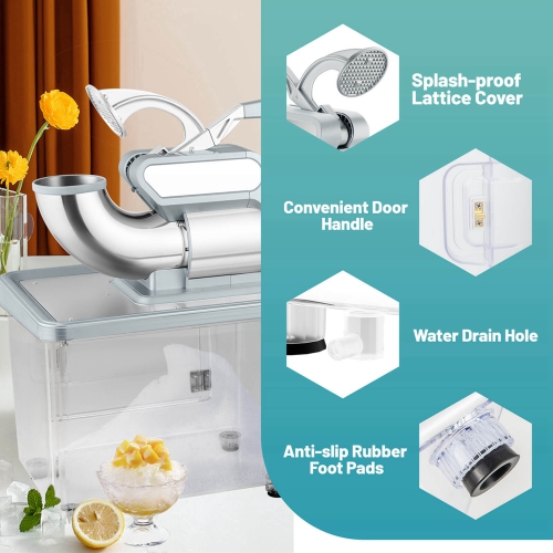 Broyeur à glace commercial 660LBS/H de Costway avec interrupteur marche/arrêt de sécurité à deux lames pour la maison