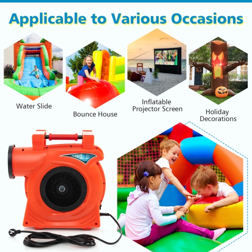 Costway 3 HP/2200W Air Blower Commercial Inflatable Bounce House Blower for Water Slide