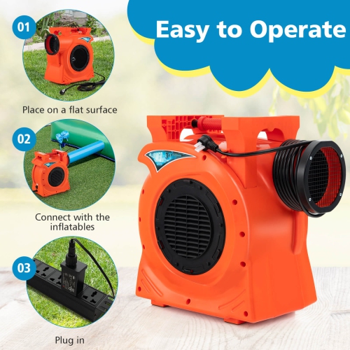 Costway 3 HP/2200W Air Blower Commercial Inflatable Bounce House Blower for Water Slide