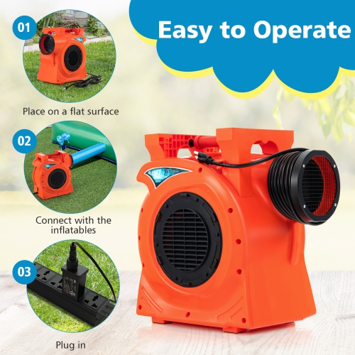 Costway 2 HP/1500W Air Blower Commercial Inflatable Bounce House Blower for Water Slide