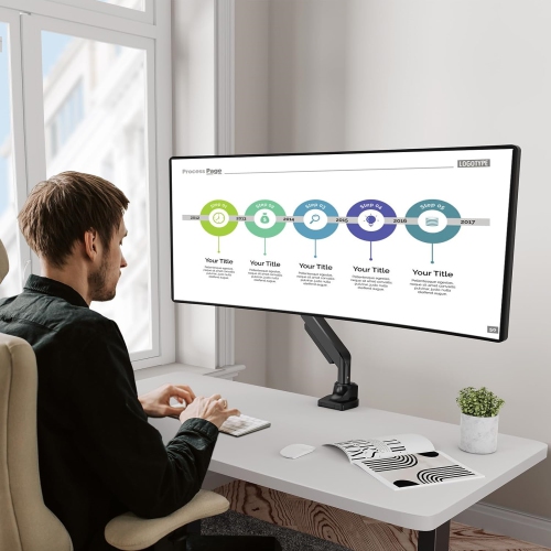 Single Monitor Mount for 22-43 inch Ultrawide Computer Screen, Premium Aluminum Heavy Duty Monitor Arm Desk Mount Holds 6.6lbs to 33lbs, Gas Spring