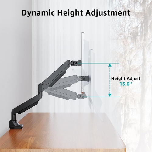 Single Monitor Mount for 22-43 inch Ultrawide Computer Screen, Premium Aluminum Heavy Duty Monitor Arm Desk Mount Holds 6.6lbs to 33lbs, Gas Spring