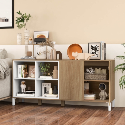 Armoire de rangement de buffet de 63 po avec 4 compartiments et tablette réglable de Costway