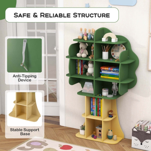 Meuble de rangement à 6 niveaux pour jouets avec tablettes ouvertes pour enfants Tree de Costway