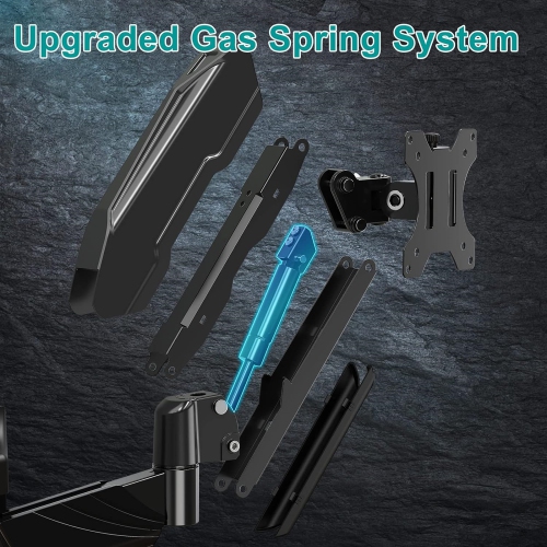 Monitor Wall Mount for 13 to 32 Inch Computer Screens, Single Monitor Arm with Tilt/Swivel/Rotation Adjustable, Gas Spring Wall Monitor Mount Holds