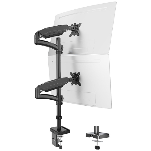 NIERBO  Vertical Dual Monitor Mount, Stacked Monitor Stand for 2 Computer Screens Up to 32 Inches, Fully Adjustable Gas Spring Monitor Desk Mount