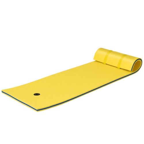 GYMAX  83" X 26" 3-Layer Floating Pad Mat Water Sports Recreation Relaxing In Yellow