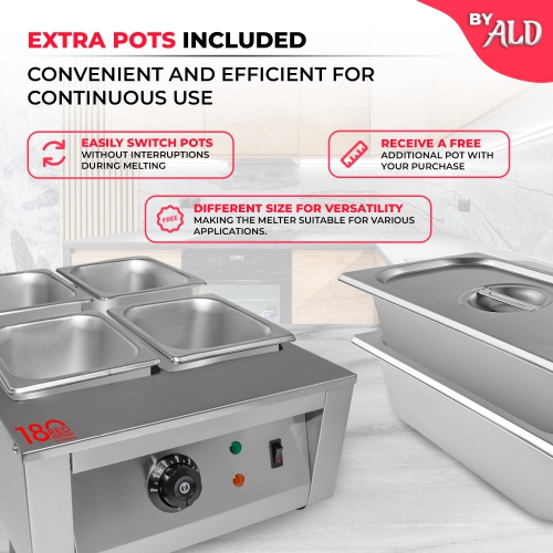 A-CM4S Chocolate Melting Pot | Electric Food Warmer | Professional Candy Melter | 110V