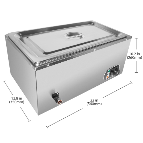 A-Hired 1 V-1 Chauffe-vapeur Bain Marie | Chauffe-nourriture buffet électrique | Réservoir 1 | 110 V