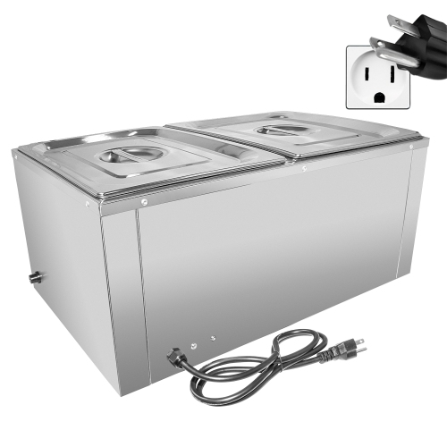 A-HB1V-2 Bain Marie Steam Warmer | Electric Buffet Food Warmer | 2 Tanks | 110V