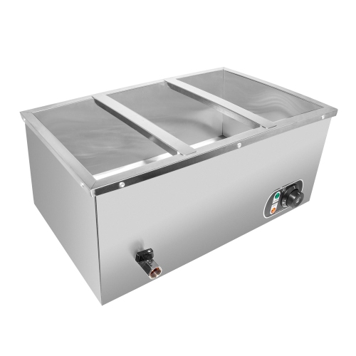 A-HB1V-3 Bain Marie Steam Warmer | Electric Buffet Food Warmer | 3 Tanks | 110V